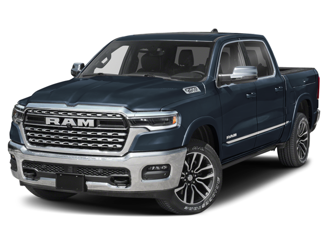2026 Ram 1500 Limited in the color Forged Blue Metallic - angle front left view