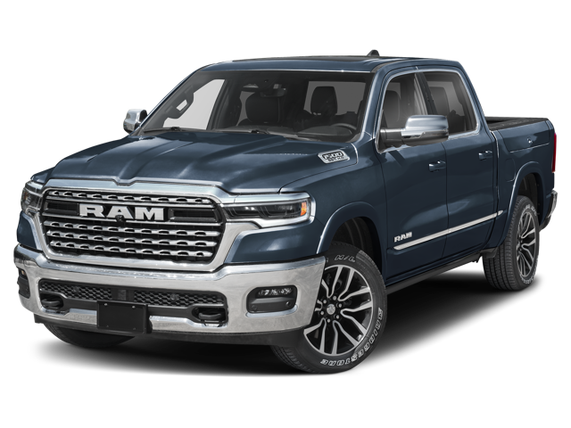 2026 Ram 1500 Limited in the color Forged Blue Metallic - angle front left view