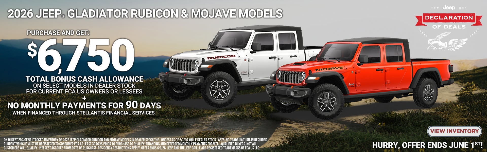 2026 JEEP GLADIATOR RUBICON AND MOJAVE MODELS