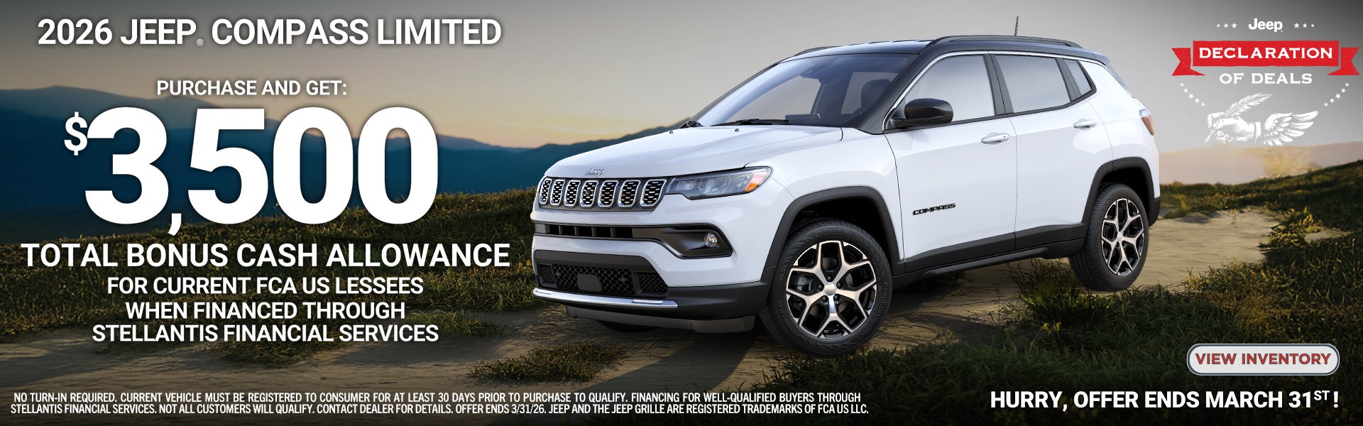 2026 Jeep Compass Limited $3500 Bonus Cash