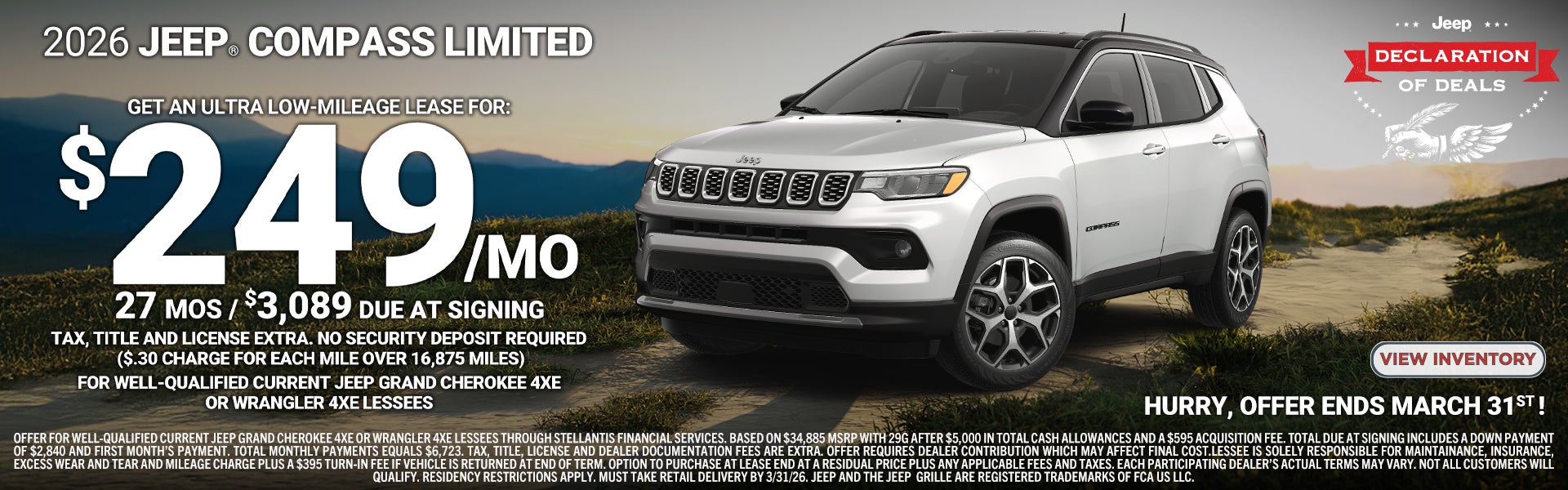 2026 Jeep Compass Limited $249/mo